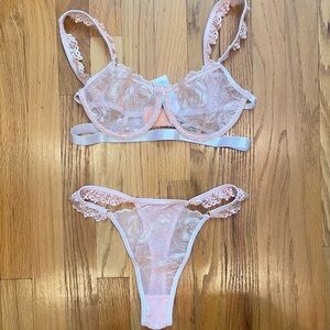 Nasty Gal Elegant Lace Pink Lingerie Set